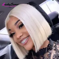 60 blanc droit court Bob couleur 100% perruque de cheveux humains de haute qualité Transparent 13x4 dentelle frontale perruques Cosplay pour les femmes HD perruque 5