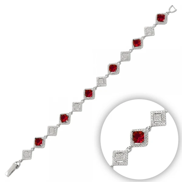 Серебряный 925 пробы браслет с цирконием