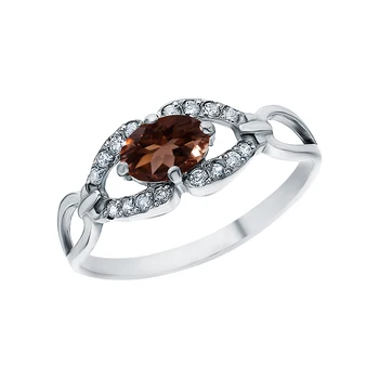

Silver ring with раухтопазами and cubic zirconia sunlight sample 925