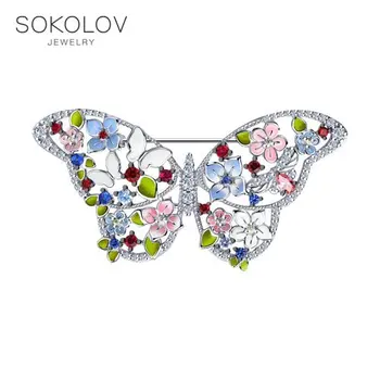 

SOKOLOV brooch of silver and enamel fianitami fashion jewelry 925 women's/men's, male/female, women's male