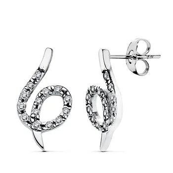 

Earrings 18k white gold zircons 20x10mm. [AB2442]