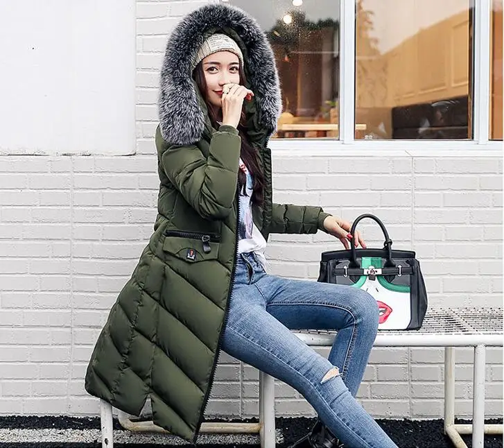 2019 nouvelle mode hiver vestes et mantoe doudoune A capuche coton fourrure col длинное женское пальто|Пуховики| |