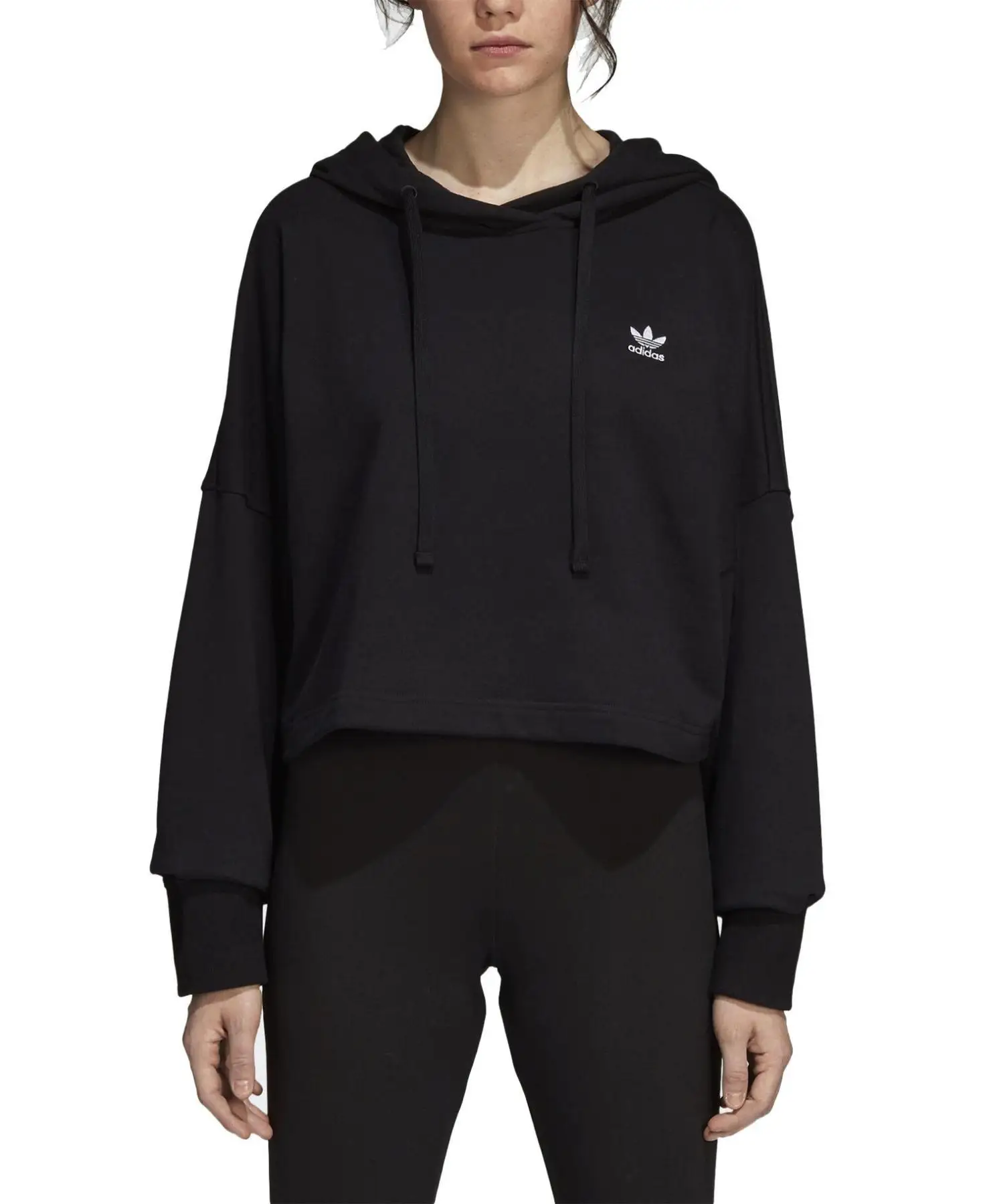 ADIDAS SC CROPPED WOMAN'S BLACK HOODIE 