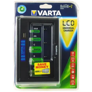 

Varta Universal Charger with LCD USB 100-240V Battery Rechargeable. AA/AAA/C/D and 9V