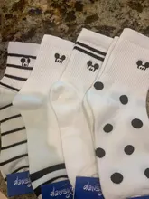 Disney-Calcetines informales para mujer, medias cómodas de algodón con dibujos de Minnie, Mickey, bordado