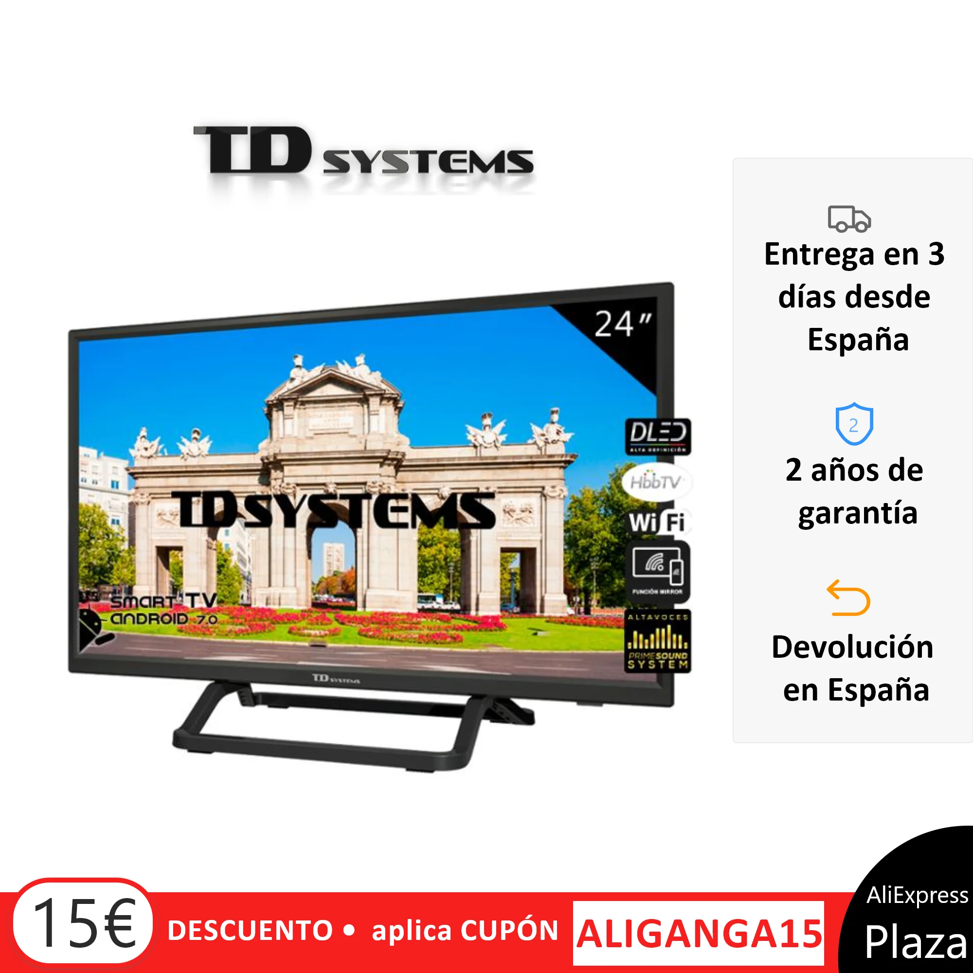 Best Offers Televisions Smart TV 24 Inch TD K24DLX10HS Systems. 2x HDMI, DVB-T2/C/S2, HbbTV [Shipping from Spain, guarantee old 2]