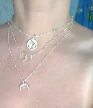 Colgante Retro de Luna y mapa del mundo para mujer, collar de oro Colodr multicapa, accesorios de joyería para fiesta