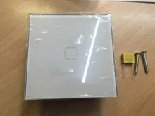 Minitiger-Interruptor táctil para luz de pared, estándar europeo, de lujo, de cristal blanco, 1 entrada y 1 vía