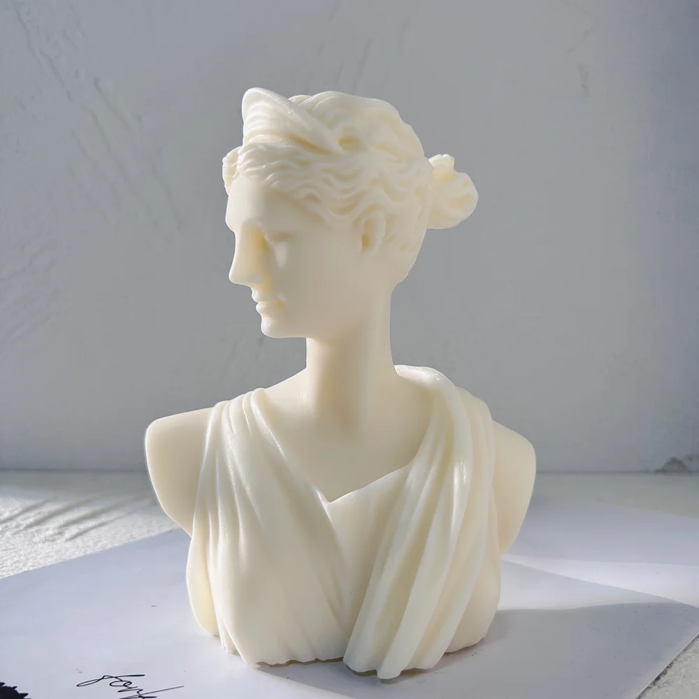Greek Goddess Bust Artemis Diana Silicone Candle Mold Art Statue