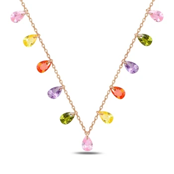 

KUTAYDAN Dangle Drop Zircon Pendant 925 Sterling Silver