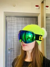 COPOZZ-Gafas de esquí con funda y lente amarilla, lentes de esquí esféricas antivaho, para esquiar, para hombre y mujer, gafas de nieve + lente + caja