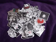 Pegatina de cómic de Horror para monopatín, adhesivo impermeable de Anime japonés Tomie, para equipaje y portátil, color blanco y negro, 10/21/49/50/56 Uds.