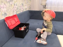 Caja de Herramientas para niños, Kit de herramientas de reparación de simulación de ingeniería, taladro eléctrico, destornillador, caja de juguete