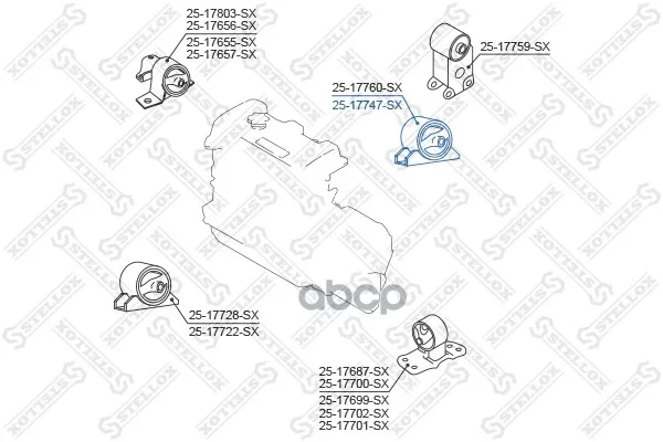 25-17747-Sx_подушка Двигателя Задняя! Nissan Primera P12 2001