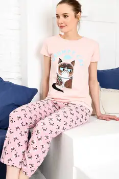 

Trend Alacati Style Women Black Printed Pajamas set ALC-X3975