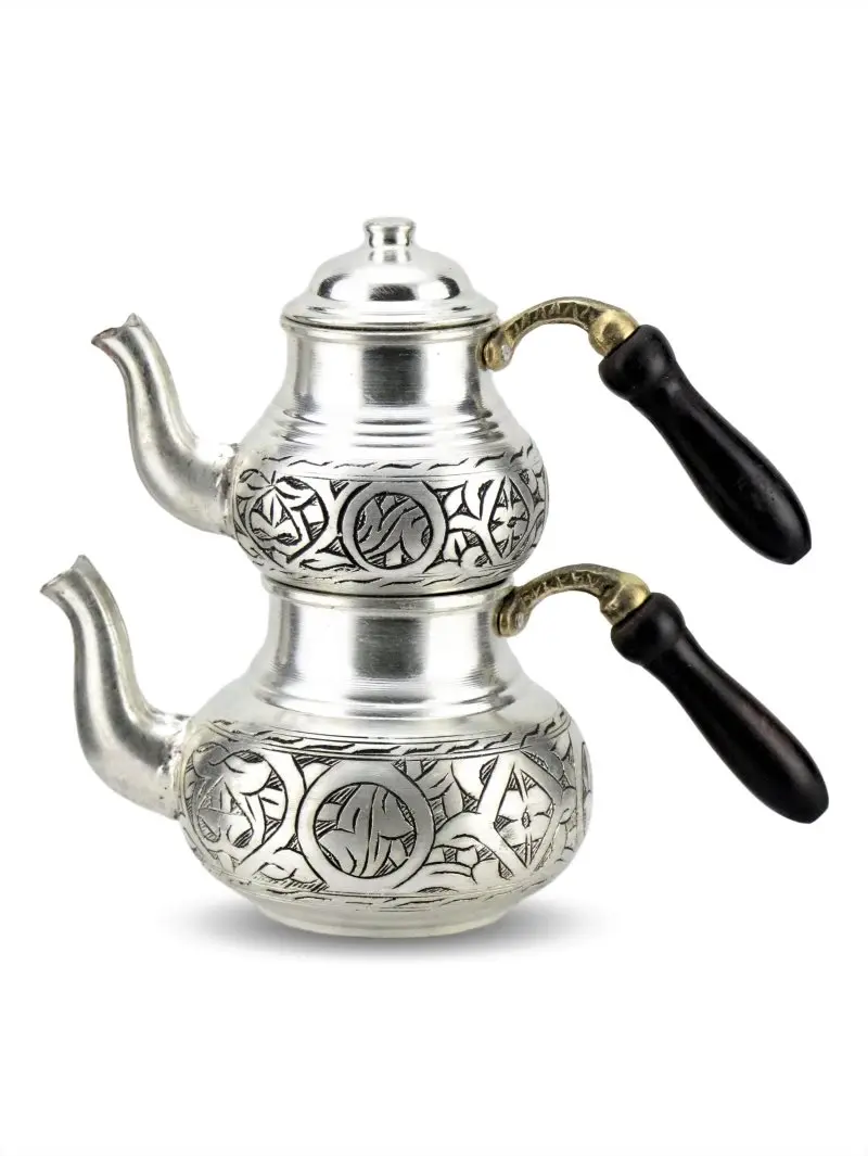 Heavy Embroidered Chisel Tumbled Small Copper Teapot