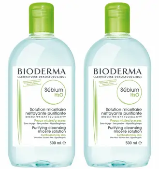 

SET OF 2 Bioderma Sébium H2O Micelle Solution 500ml + 500 ml Best Quality