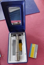 Afeitadora de seguridad para hombre, afeitadora Manual tradicional de doble filo cromado, afeitadora de seguridad + 1 hoja + 1 Estuche De Viaje profesional para el cuidado del cabello y la barba