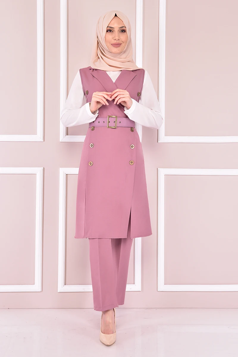 Pantalones y túnica con cinturón musulmán para mujer, traje elegante, moda árabe de Dubái, moda islámica de Ramadán