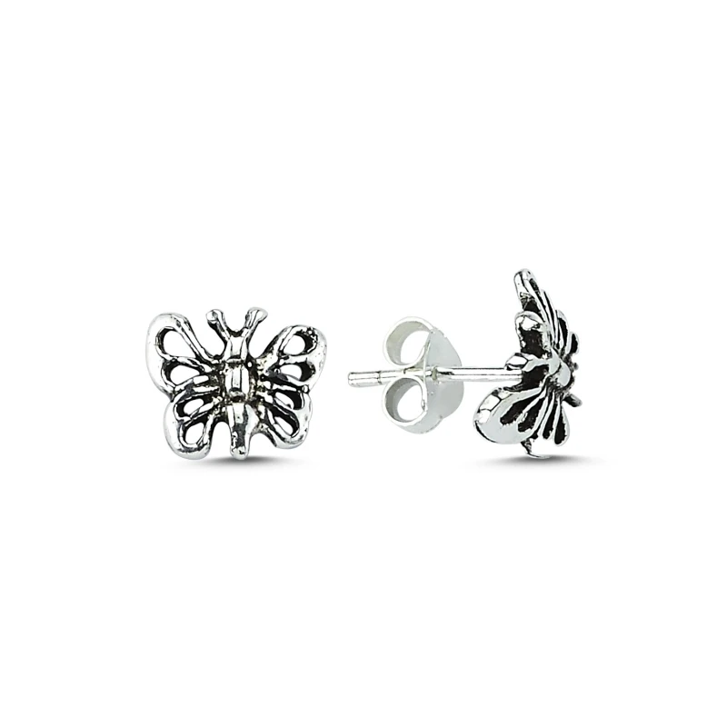 Серебряные 925 пробы крошечные простые серьги-бабочки