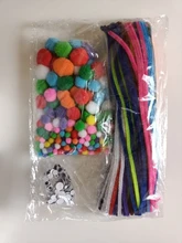 Varilla de felpa de ojos y bolas para niños, 500 Uds., pomos de varilla de felpa, colores del Arcoíris, Varita escolar, creatividad