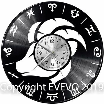 

Zodiac Sign Aries Wall Clock Vinyl Vinyl Record Retro Clock Handmade Vintage Gift Style Room Home Decorations Great Gift