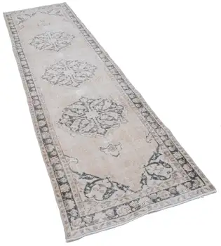 

82x321 Cm Beige Handmade Overdyed Runner Rug-3x10 Ft