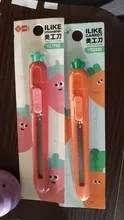 Novedad fruta, zanahorias cuchillo Mini Kawaii portátil de caja de embalaje de papel sobre cúter carta abridor de herramientas