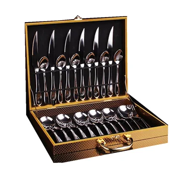 

12Pcs/16Pcs/24Pcs Silver Cutlery Set Reusable Utensil Kit Tainless Cutlery Spoon Fork Knife Travel Utensil Set Tableware