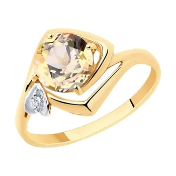 

Sokolov ring in Gold with Swarovski Crystals Topaz and Swarovski cubic zirconia, fashion jewelry, gold, 585, women's male