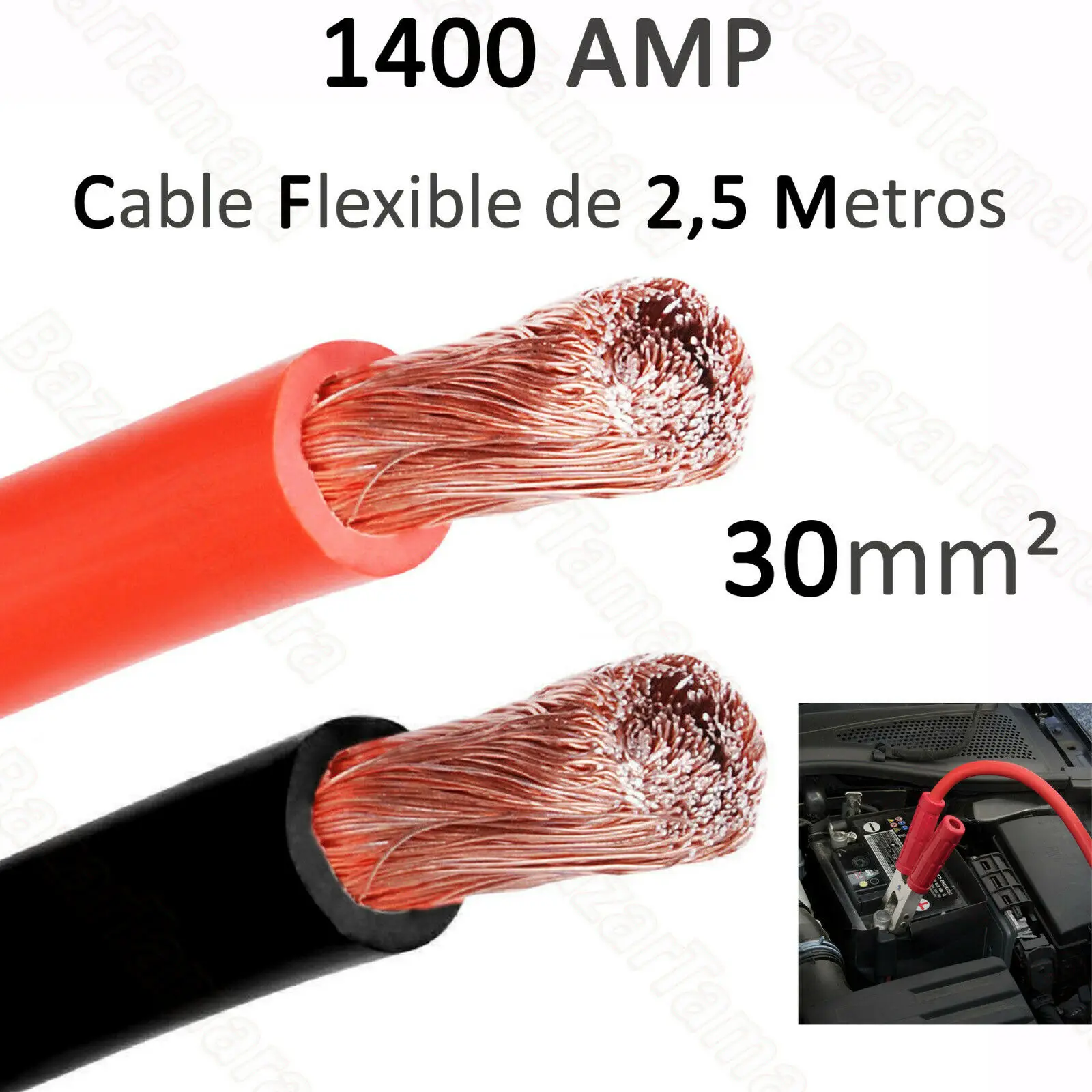 PINZAS DE COCHE PARA LA BATERIA DE COCHE O MOTO 1200AMP CABLE DE