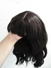 SHANGKE-Peluca de cabello sintético para mujer, cabellera larga de ondas al agua con flequillo, color marrón frío, resistente al calor, corte Bob, Cosplay diario