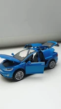 1:32 modelo Tesla X coche en miniatura de aleación con tirar juguete electrónico con simulación de luces y música modelo juguetes para niños de regalo