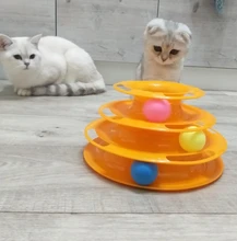 3 Levels Pet Cat Toy Tower Tracks Disc Interacitve Cat Toys Ball Training Amusement Plate