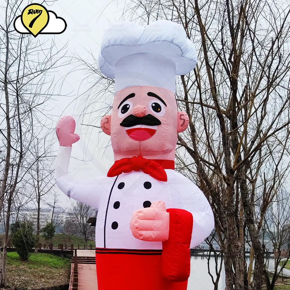 Inflatable Tube Guy Fast Food Restaurant Decoration Chef Balloon Outdoor  Advertising  Air Dancer Sky Tubeman Waving With Blower 6