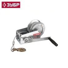 43113-0.9 Лебедка ручная барабанная ЗУБР "ПРОФЕССИОНАЛ", тяговая, тросовая, 0.9 т, 10 м