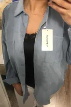 KPYTOMOA-blusas holgadas asimétricas de manga larga para mujer, camisas de pana con bolsillos de gran tamaño a la moda, Tops Chic para mujer 2020