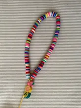 Go2Boho-cadena para la muñeca para mujer, soporte para teléfono, cadenas telefónicas de playa, correa de fruta, arcilla polimérica colorida, cordón de cuentas Heishi
