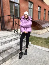 Womens Puffer Jacket Parkas Hooded-Coat Outwear Harajuku Korean-Fashion Winter