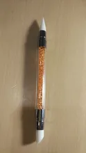 Pluma de pincel para arte de uñas, cabeza de silicona, grabado repujado, escultura hueca, herramientas de manicura acrílica, diamantes de imitación de cristal, 2 vías, 1 ud.