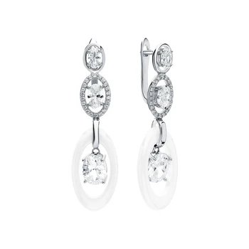 

Silver earrings with ceramics and cubic zirconia sunlight sample 925