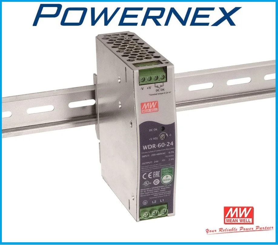 

[PowerNex] MEAN WELL WDR-60-5/12/24/48 meanwell WDR-60 60W Single Output Industrial DIN RAIL Power Supply