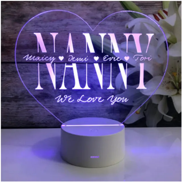 Personalized Family Tree Night Light Heart Names up to 12 Names USB Led Wooden Base Lamp for Mother’s Day Christmas Mom Gift 6
