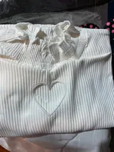 Top gótico Punk para mujer, camisa de bajo estrecho con corazón calado, blanco y negro, Tops de punto sexys para mujer