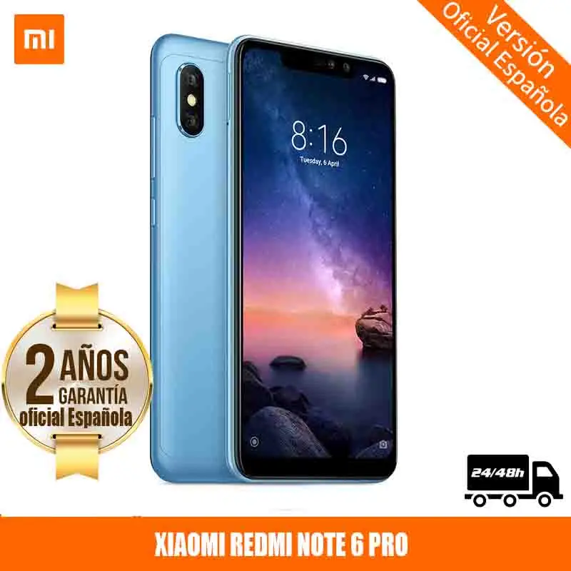  [Official Spanish Version Warranty] Xiaomi Note Redmi 6 Pro Smartphones 6.26 ”Screen notched 4 hard
