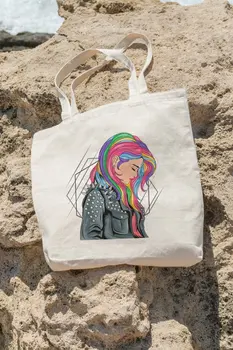 

Angemiel Bag Rainbow Hair Girl Shopping Beach Tote Bag