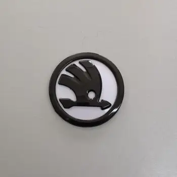 

Skoda emblem logo badge 10 cm white/black