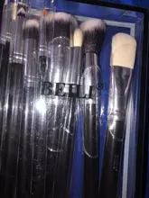 Conjunto de negras brochas maquillaje BEILI, brochas profesionales de pelo Natural de cabra, brochas para base de maquillaje en polvo, brochas para mezclar ojos y maquillaje