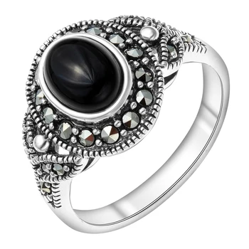 

Silver ring with marcasite and Onyx