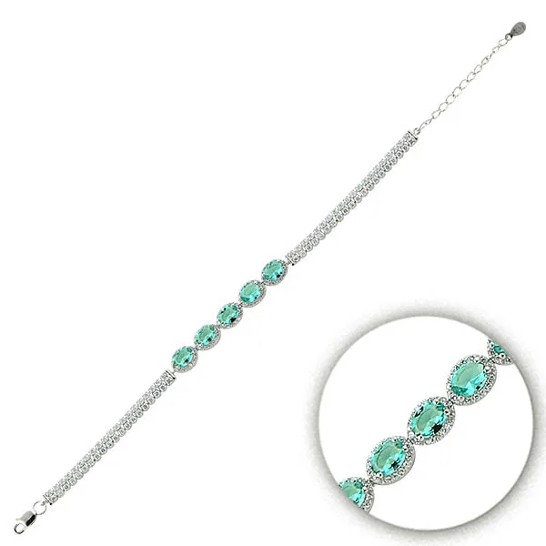 Серебряный 925 пробы браслет с цирконием